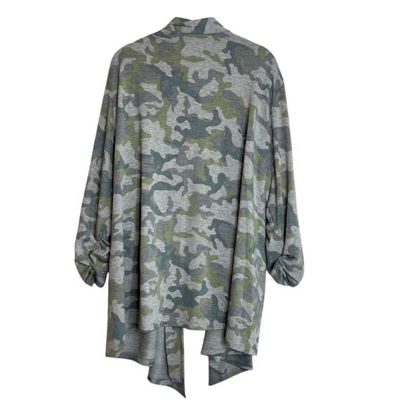 Susan Graver Lifestyle Womens Open Front Cardigan Size 3XP Gray Camo Jersey Knit - Picture 4 of 6